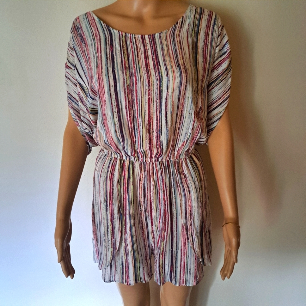 NWT BCBG Generation Striped Lightweight Sheerish  Shorts Romper/ Playsuit Med